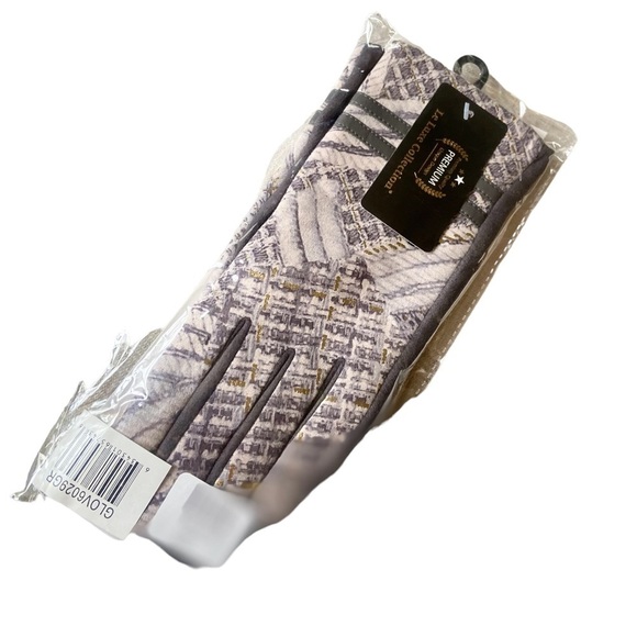 New le lux collection gray & gold print buckle stretch soft touch screen gloves - Picture 5 of 6